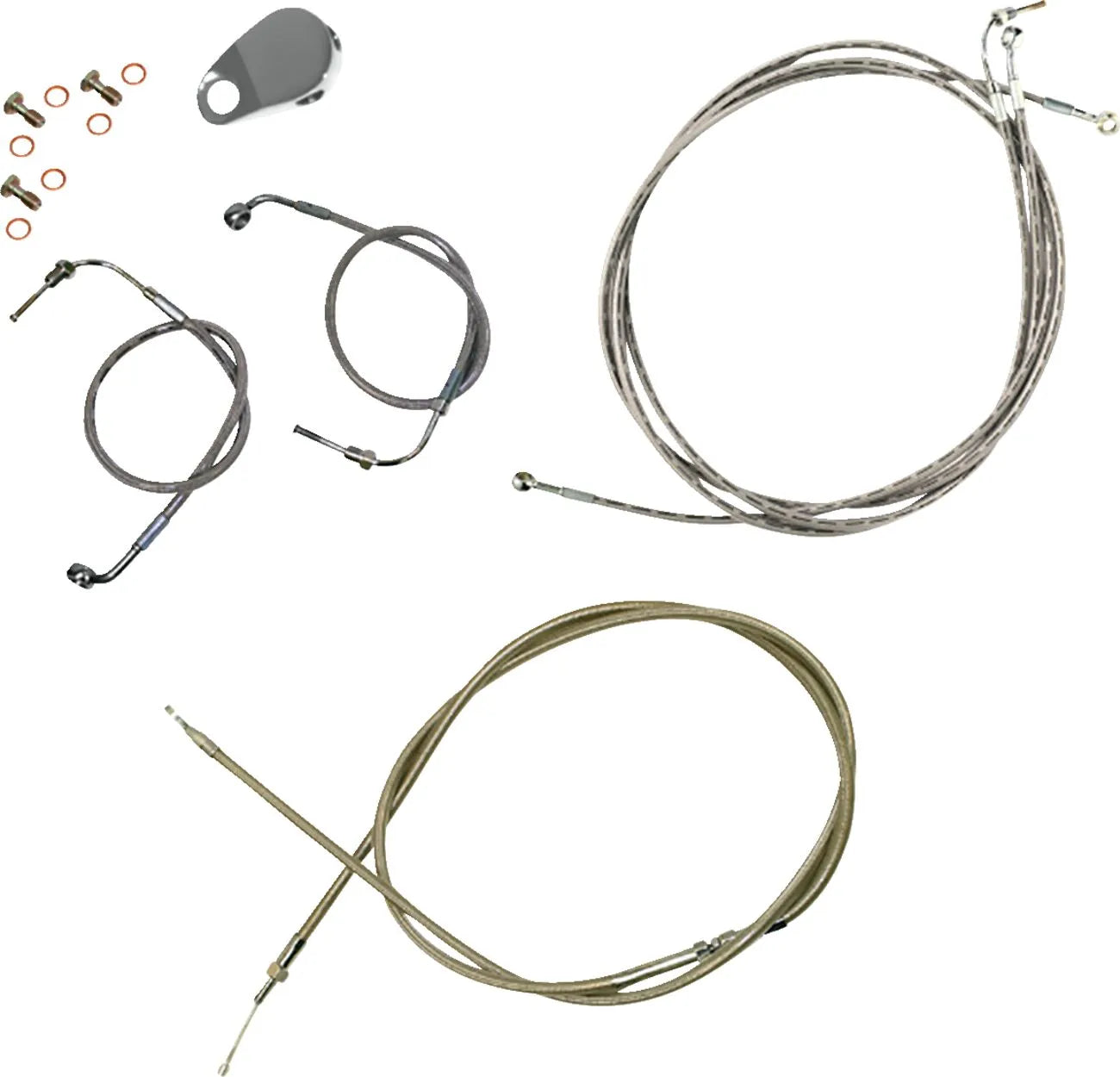 LA CHOPPERS Standard Stainless Braided broms- och kopplingskabelkit bild 1 PMMEDIA:3b533f5abbfc5756
