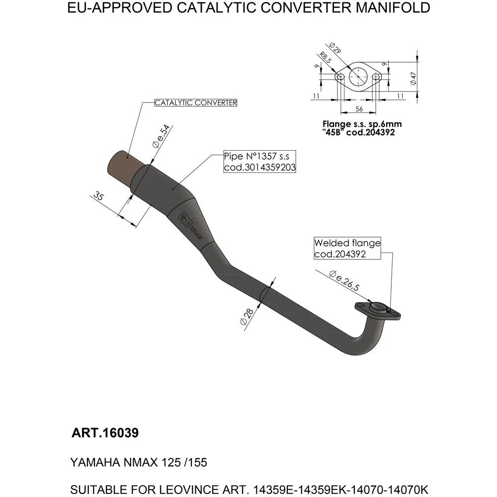 LEOVINCE Katalysatorgrenrör för Yamaha bild 1 PMMEDIA:f56a50fbc42aece0