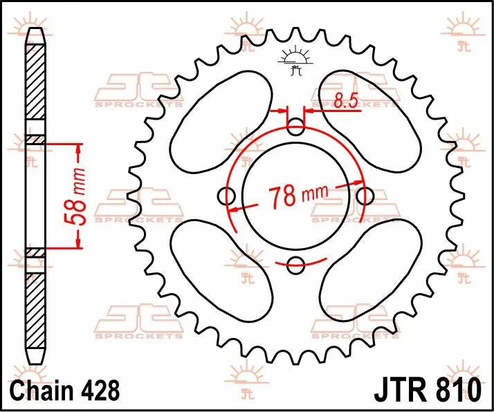 JT SPROCKETS Bakdrev Stål 47T 428 bild 2 PMMEDIA:8a07b96d86454597