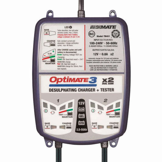 TECMATE OptiMate 3 x 2 Bank batteriladdare bild 1 PMMEDIA:8bb8917389e6db00