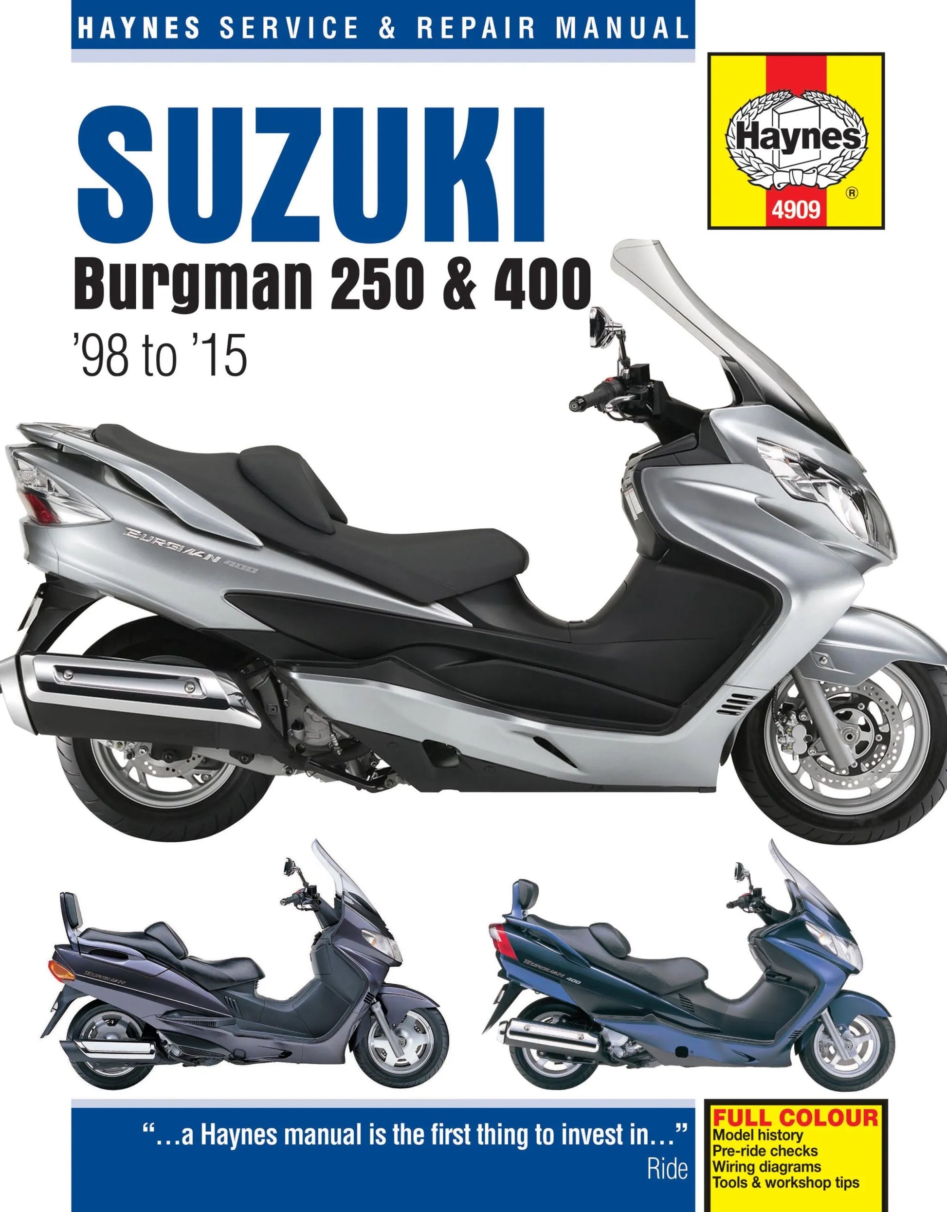 HAYNES Reparationshandbok för Suzuki Burgman 250 & 400 bild 1 PMMEDIA:17917246bbc6b0ec