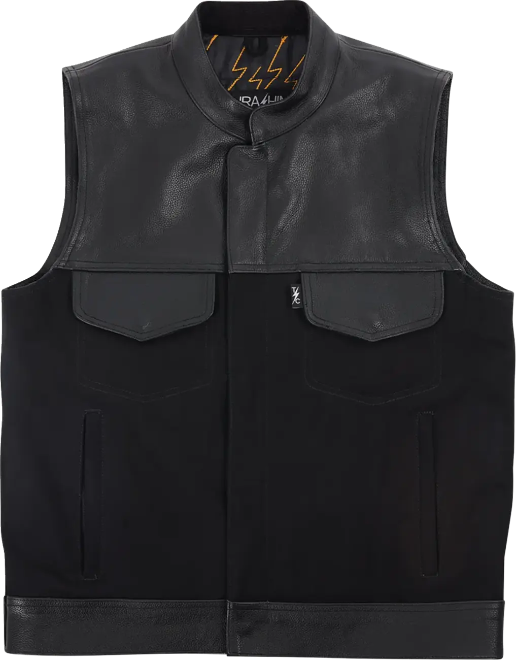 Thrashin Supply Co Kanan Leather/Denim Riding Vest Jacka textil herr bild 1 PMMEDIA:999e71e3a586bb06