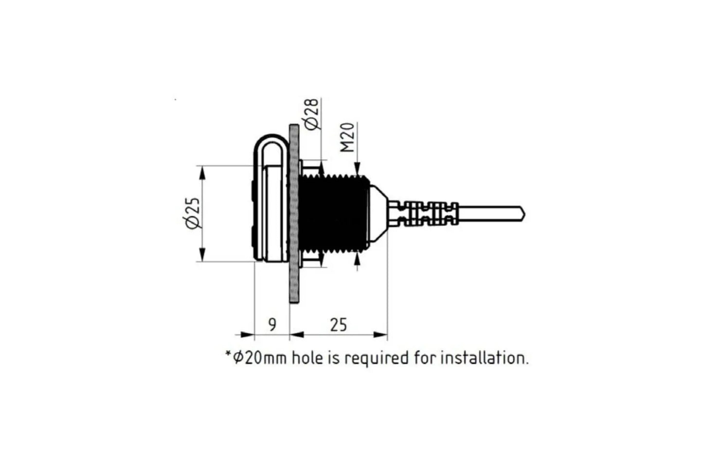 DAYTONA USB C-laddningskabel för kåpa Ø20 mm bild 2 PMMEDIA:9d104fc1a59dee11