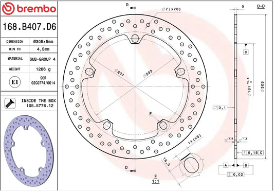 BREMBO Serie Oro Bromsskiva Fast Modell bild 2 PMMEDIA:064adff7dd07d1d6