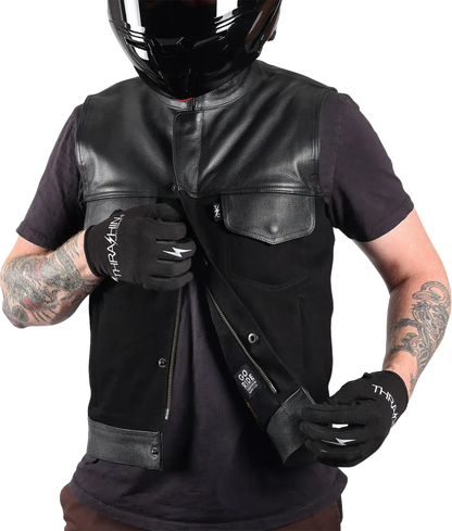 Thrashin Supply Co Kanan Leather/Denim Riding Vest Jacka textil herr bild 2 PMMEDIA:a78a81a9f03b6d3b