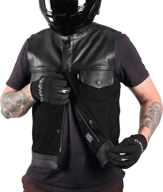 Thrashin Supply Co Kanan Leather/Denim Riding Vest Jacka textil herr bild 2 PMMEDIA:a78a81a9f03b6d3b