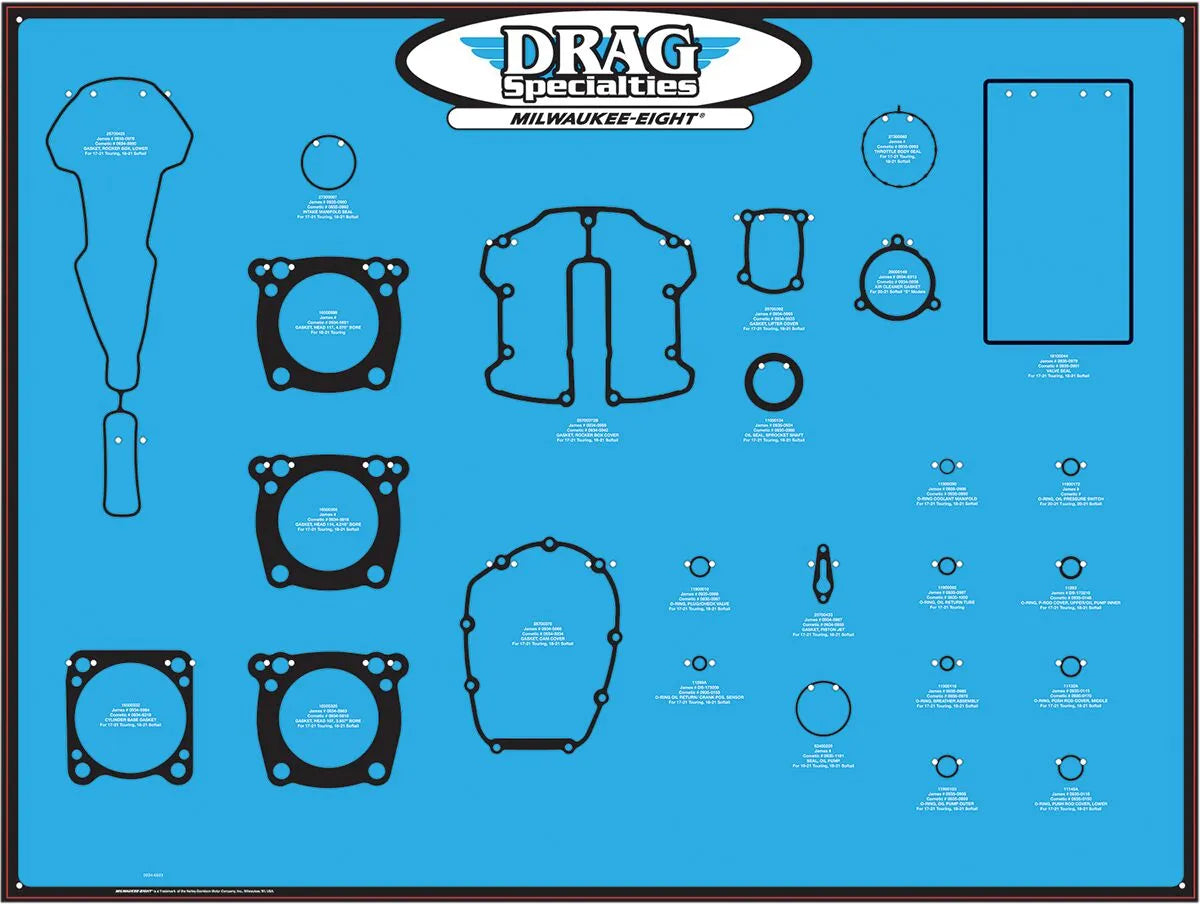 DRAG SPECIALTIES Gasket/Seal och O-Ring Display Board för M8-motorer bild 1 PMMEDIA:d04c910b03dfa050