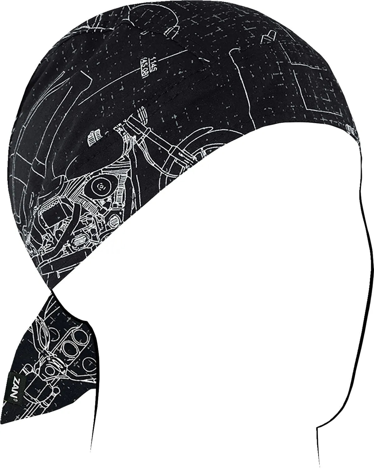 ZAN HEADGEAR Flydanna® Cotton Headwrap Moto Blueprint bild 1 PMMEDIA:860c2172631e8fa3