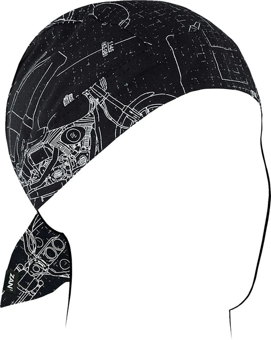 ZAN HEADGEAR Flydanna® Cotton Headwrap Moto Blueprint bild 1 PMMEDIA:860c2172631e8fa3