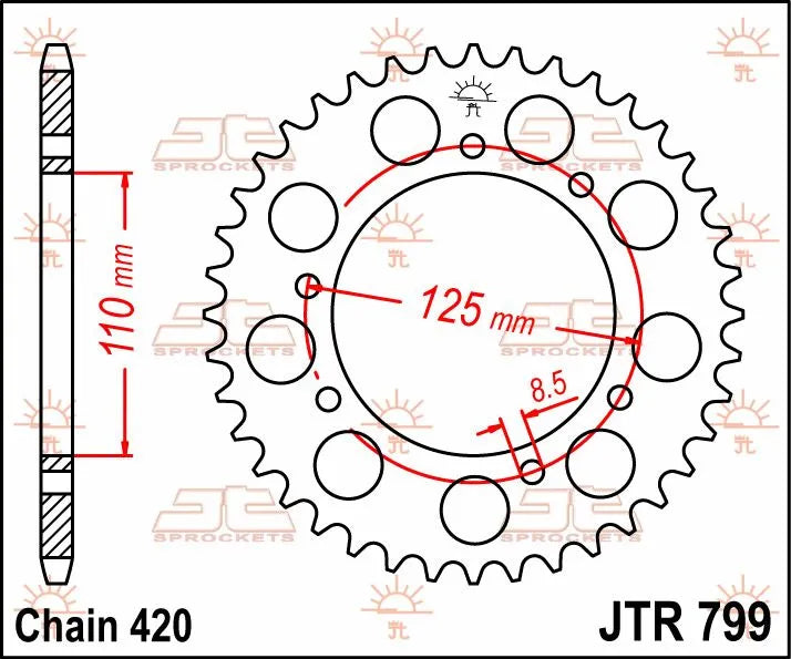 JT SPROCKETS Bakre Kuggstång i Stål 50T 420 bild 2 PMMEDIA:03d256e5d7900056