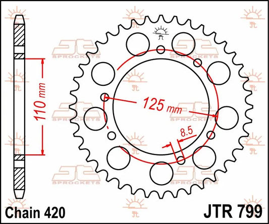 JT SPROCKETS Bakre Kuggstång i Stål 50T 420 bild 2 PMMEDIA:03d256e5d7900056