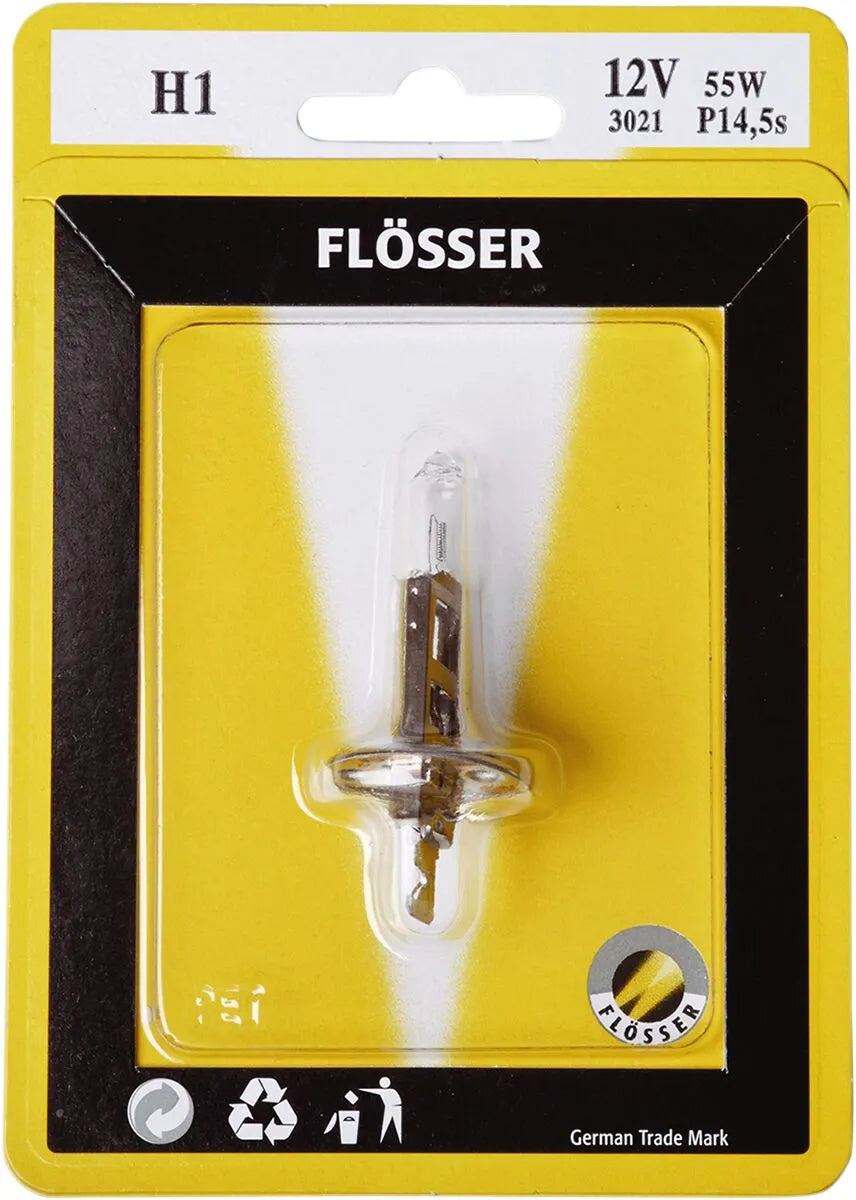 FLOSSER Halogenstrålkärlampa H1 12V 55W P14,5S bild 1 PMMEDIA:cf95f8eeee04ce69