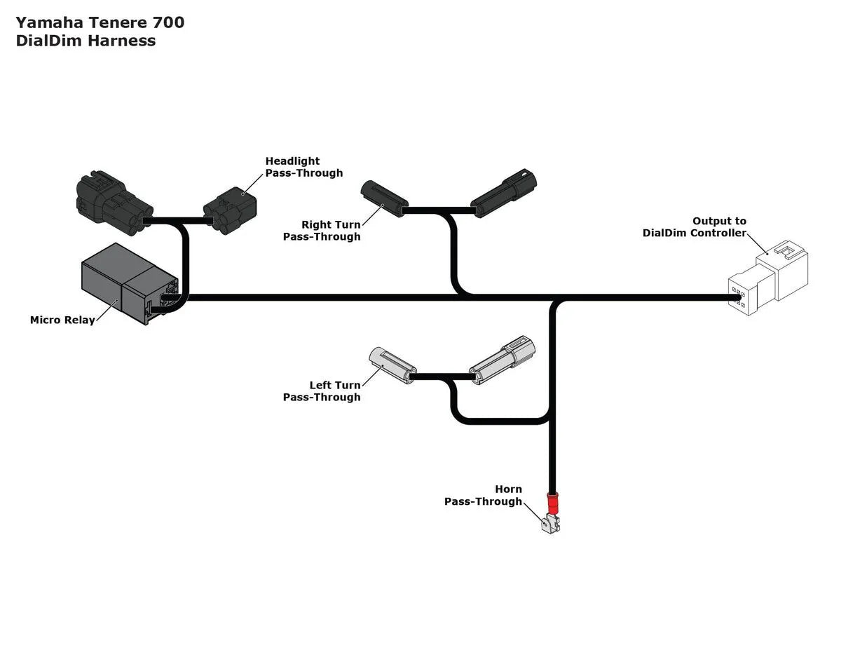 DENALI P&P DialDim Wiring Adapter Yamaha Ténéré 700 bild 2 PMMEDIA:acf315254bf121c4