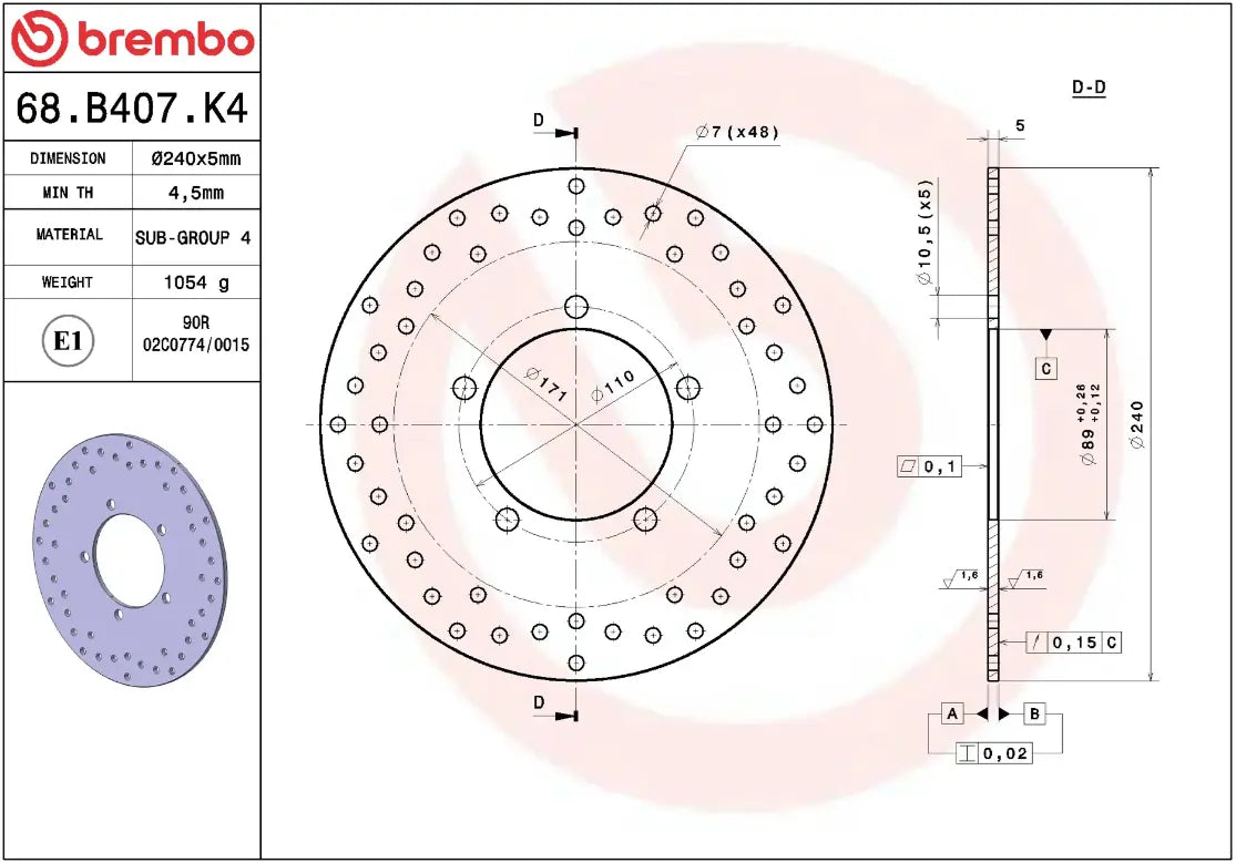 BREMBO Brake Rotor Fixed Serie Oro Prime Line bild 2 PMMEDIA:46d0760e6e9e6d65