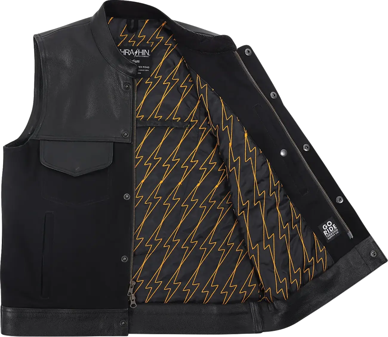 Thrashin Supply Co Kanan Leather/Denim Riding Vest Jacka textil herr bild 3 PMMEDIA:7c807ff9e32724c7