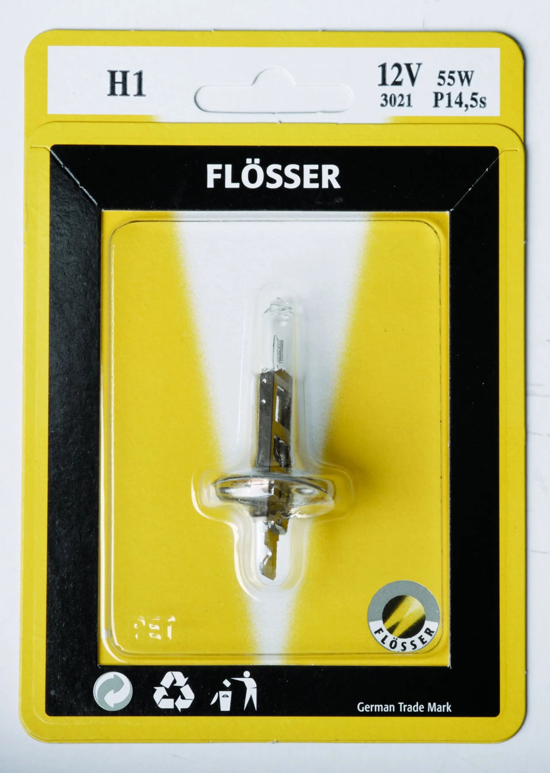 FLOSSER Halogenstrålkärlampa H1 12V 55W P14,5S bild 2 PMMEDIA:af961294e84339e3