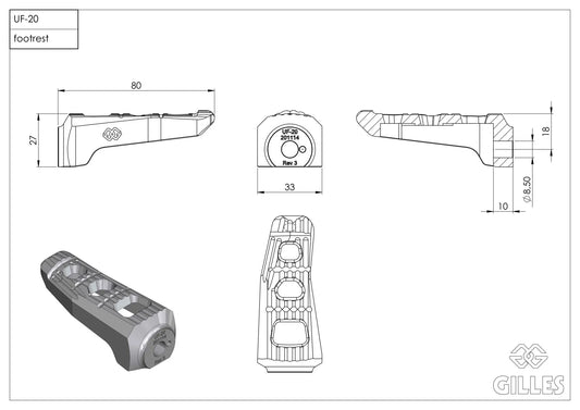GILLES TOOLING UF20 Footrest Kit bild 2 PMMEDIA:386250a7d3a989dc