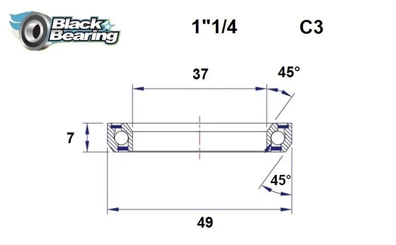 BLACK BEARING Headset Lager HB 37x49x7mm 45°/45° bild 1 PMMEDIA:c4ddee3d24b7f9b0