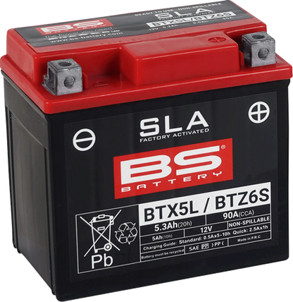 BS BATTERY BTX5L/BTZ6S SLA Underhållsfritt AGM Batteri bild 1 PMMEDIA:c0a47552be8d049a