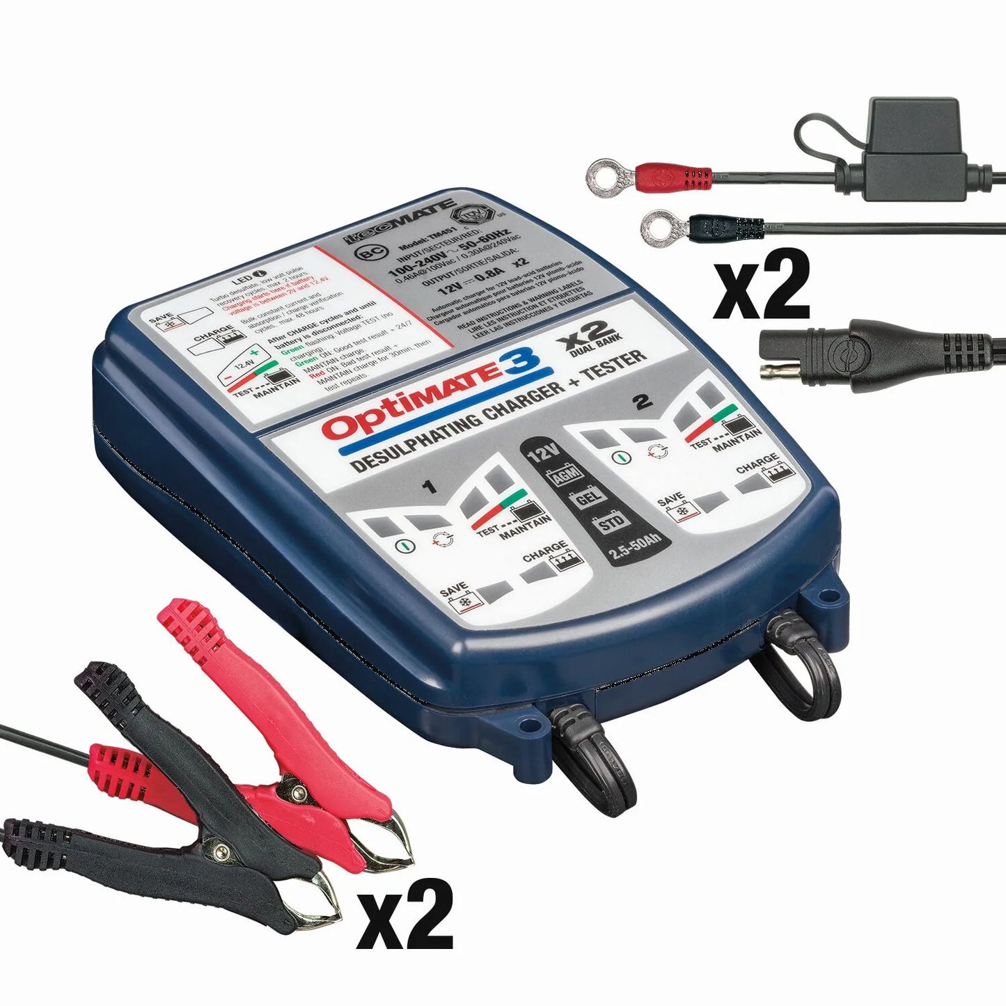 TECMATE OptiMate 3 x 2 Bank batteriladdare bild 5 PMMEDIA:9de3e32be6f9c45c
