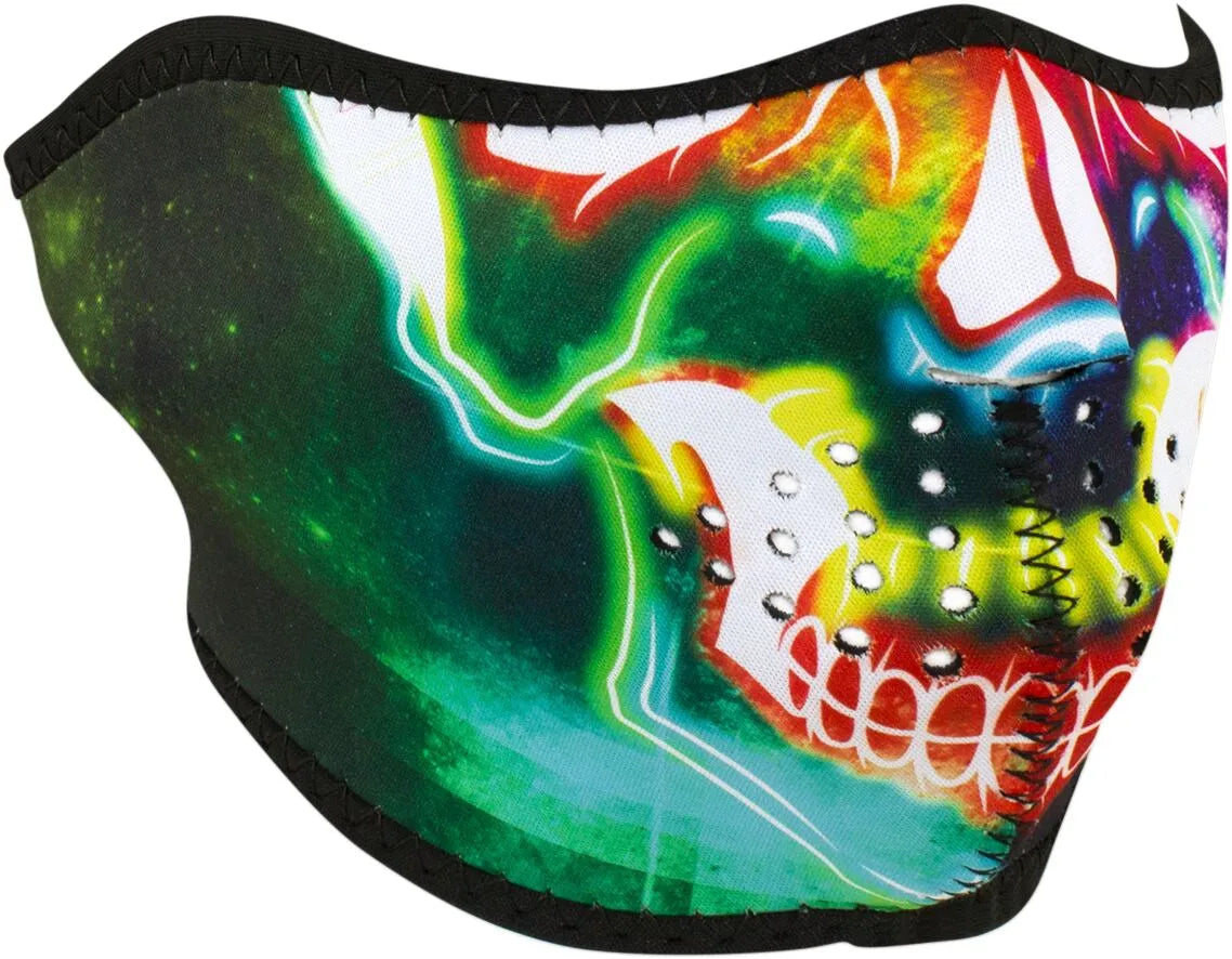 ZAN HEADGEAR Neopren Ansiktsmask Half Mask Neon Skull bild 1 PMMEDIA:4b53193888ae9c04