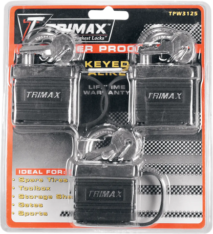 TRIMAX Väderbeständig Hänglås 3-pack med samma nyckel bild 2 PMMEDIA:daa774f2e4750b7b