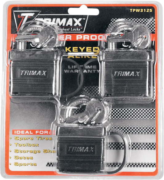 TRIMAX Väderbeständig Hänglås 3-pack med samma nyckel bild 2 PMMEDIA:daa774f2e4750b7b