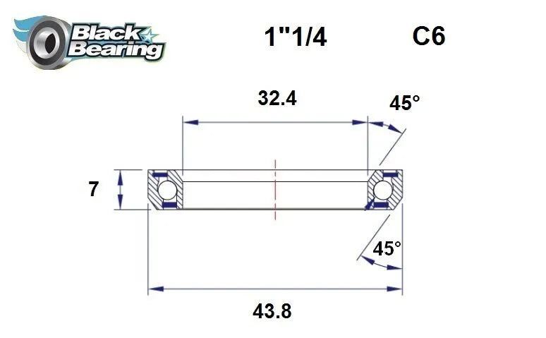 BLACK BEARING HB 32.4X43.8X7MM 45°/45° Headset Lager bild 1 PMMEDIA:f8f3291a36e398eb