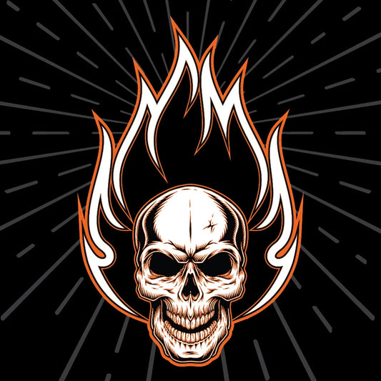 ZAN HEADGEAR Flydanna® Head Wrap Flaming Skull bild 2 PMMEDIA:b193512de76c7476