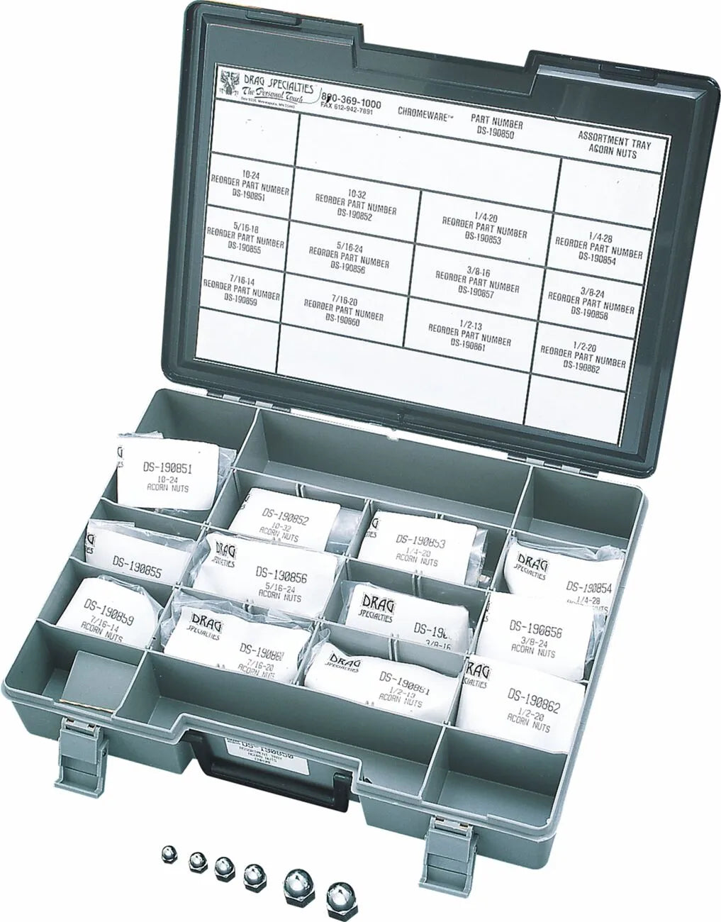 DRAG SPECIALTIES Acorn Nut Assortment Kit Krom bild 3 PMMEDIA:b53d6a854635bc6d