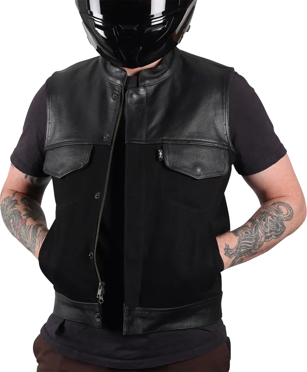 Thrashin Supply Co Kanan Leather/Denim Riding Vest Jacka textil herr bild 5 PMMEDIA:8eaafcf9fb4cd2d7
