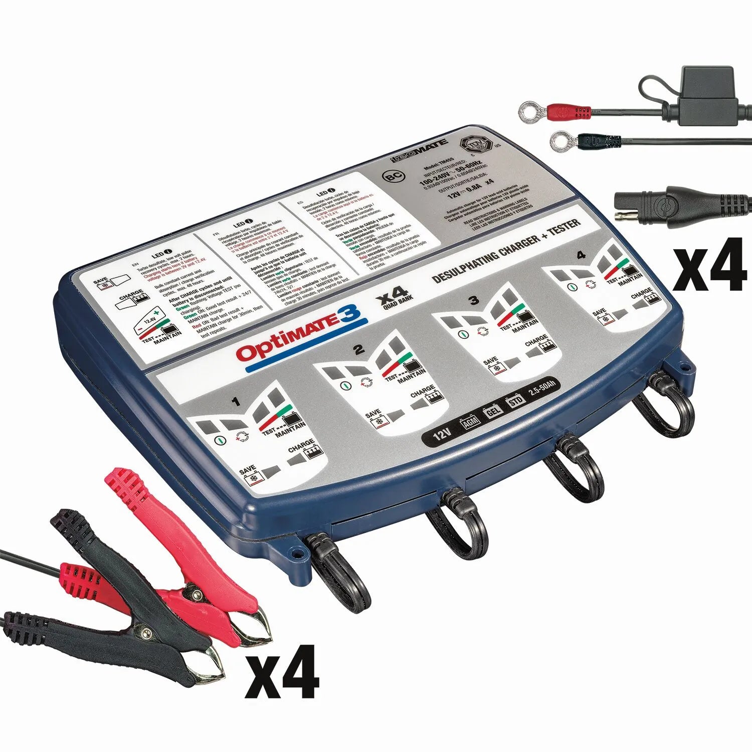 TECMATE OptiMate 3 x 4 Bank Batteriladdare bild 3 PMMEDIA:f30a082a1023a2a0