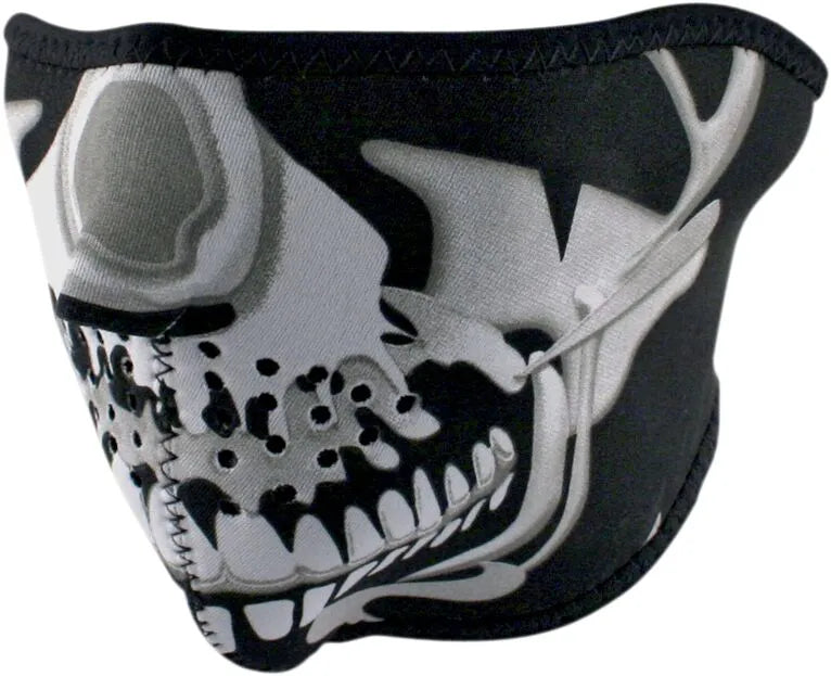 ZAN HEADGEAR Neopren Halvmask Chrome Skull bild 1 PMMEDIA:0b0afef8aa70f62e
