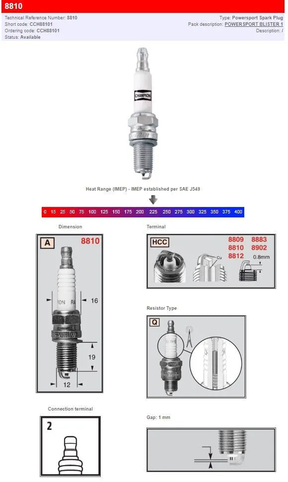 CHAMPION S-Plug 8810 Tändstift bild 1 PMMEDIA:ae7581979e9c0c90