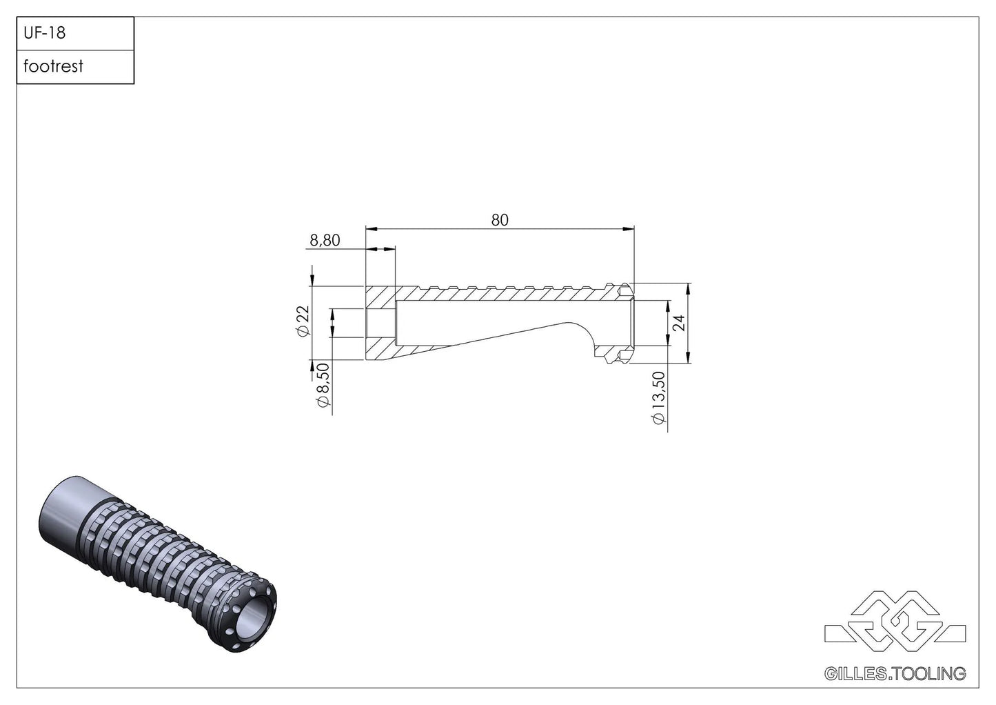 GILLES TOOLING UF18 Fotpinnar Kit Svart bild 3 PMMEDIA:a5b0665932174ede
