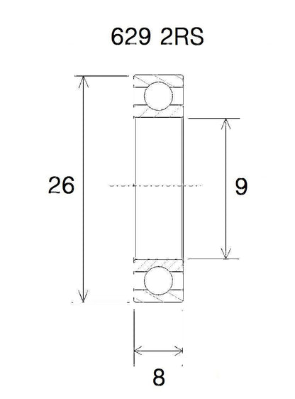 BLACK BEARING B5 Kullager 9x26x8 mm bild 1 PMMEDIA:25099a454e564f51