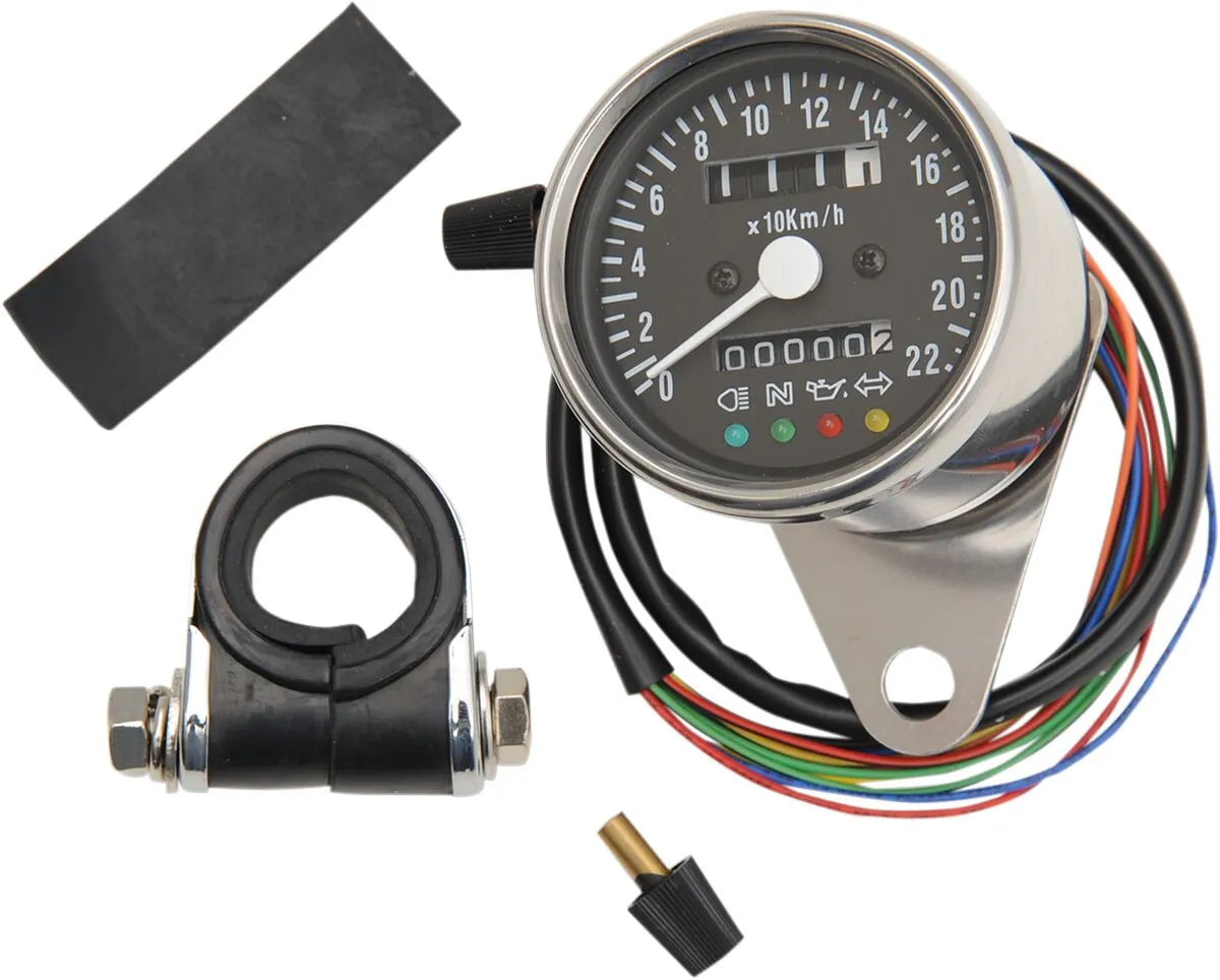 Drag Specialties 2.4" Mini Mechanical Speedometer with LED Indicators Hastighetsmätare bild 2 PMMEDIA:ff15e2126fc74b52