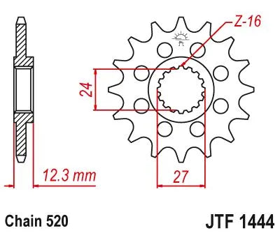 JT SPROCKETS Framdrevsats 15T 520 bild 2 PMMEDIA:4e4d083d1534887a