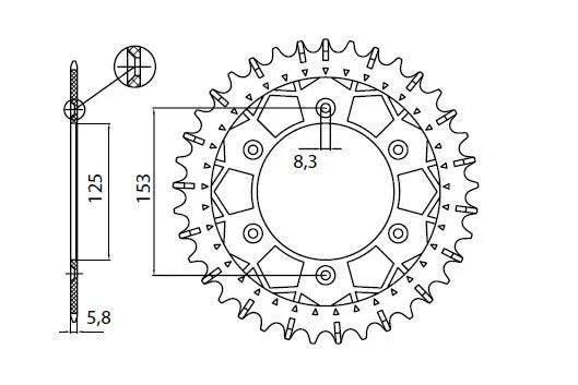 SUNSTAR SPROCKETS Works Z Stål Bakdrev 520 46T bild 3 PMMEDIA:22733246a3bea6be