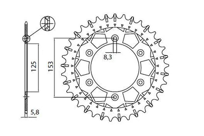 SUNSTAR SPROCKETS Works Z Stål Bakdrev 520 46T bild 3 PMMEDIA:22733246a3bea6be