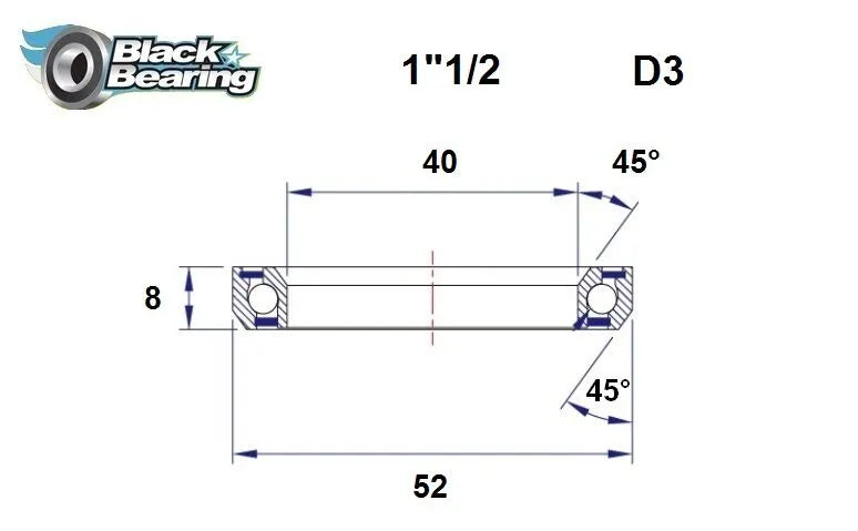 BLACK BEARING HB 40X52X8MM 45°/45° Headset Lager bild 1 PMMEDIA:12b2115687660f72