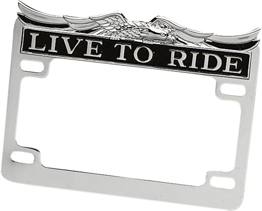 DRAG SPECIALTIES "Live To Ride" Registerplåtsram Krom bild 1 PMMEDIA:27f7bf6a2c879f62