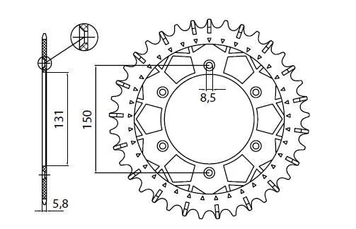 SUNSTAR SPROCKETS Works Z Stål Bakdrev 520 49T bild 2 PMMEDIA:fdfce083a4ee439c