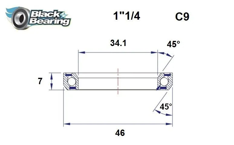 BLACK BEARING HB 34.1X46X7MM 45°/45° – Headset Bearing bild 1 PMMEDIA:e41c35d1bb9f48ae