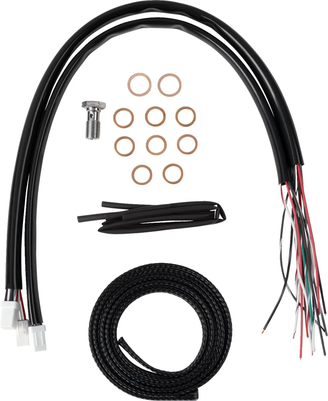 La Choppers Complete Stainless Braided Handlebar Cable/Brake Line Kit Broms, kopplingskablar & slangar bild 4 PMMEDIA:dc53cd30c4c1e642