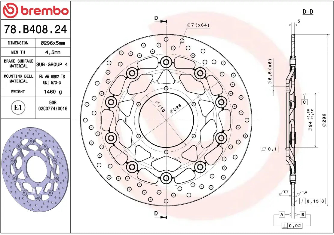 BREMBO Serie Oro Flytande Bromsskiva Fram bild 2 PMMEDIA:72cef381b5c12c45
