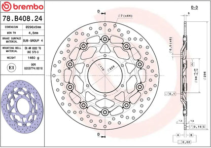 BREMBO Serie Oro Flytande Bromsskiva Fram bild 2 PMMEDIA:72cef381b5c12c45