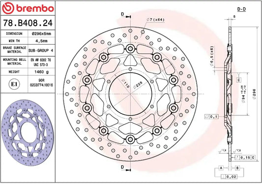 BREMBO Serie Oro Flytande Bromsskiva Fram bild 2 PMMEDIA:72cef381b5c12c45