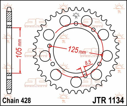 JT SPROCKETS Bakdrev Stål 52T 428 bild 2 PMMEDIA:b5e2f0b3d016743f