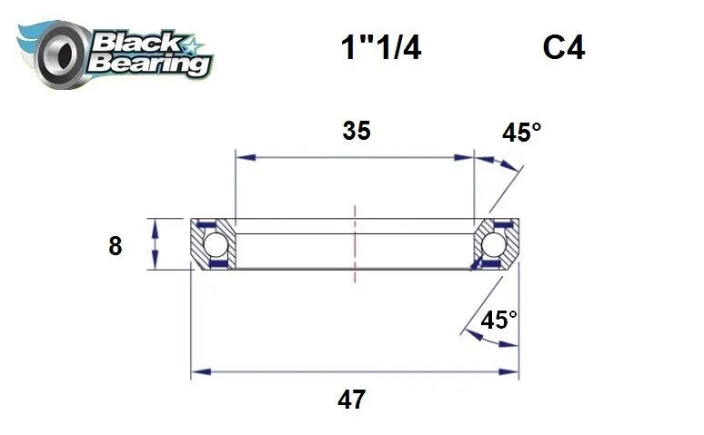 BLACK BEARING HB 35X47X8MM 45°/45° styrlager bild 1 PMMEDIA:170dfc38e9957a45